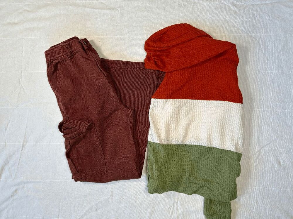 Girls Size 14/16 Cargo Pants & Hooded Shirt Lot Fall Colors, School